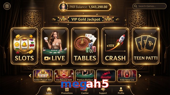 Main screen of Megah5 casino page for PK players